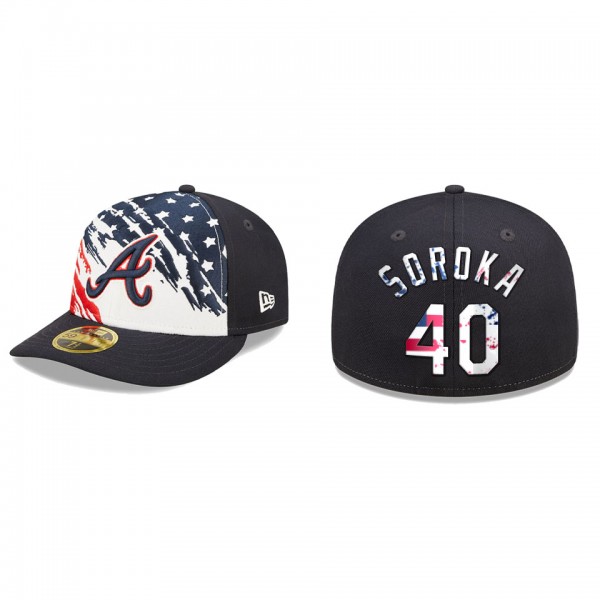 Mike Soroka Atlanta Braves Navy 2022 4th Of July Stars Stripes Low Profile 59FIFTY Fitted Hat