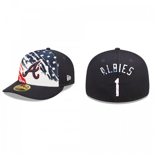 Ozzie Albies Atlanta Braves Navy 2022 4th Of July Stars Stripes Low Profile 59FIFTY Fitted Hat