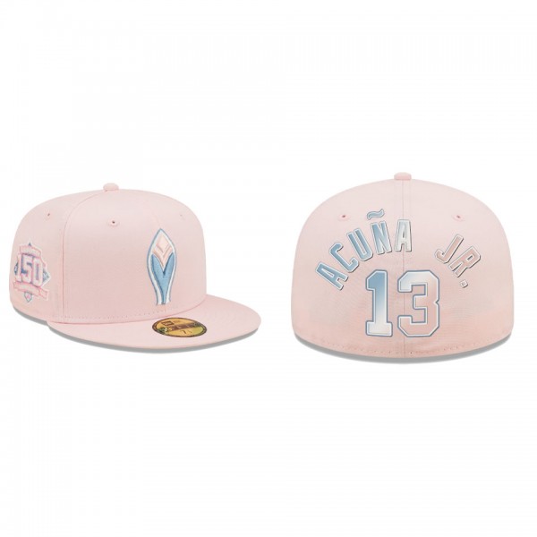 Ronald Acuna Jr. Atlanta Braves Pink 150th Anniversary Undervisor 59FIFTY Fitted Hat
