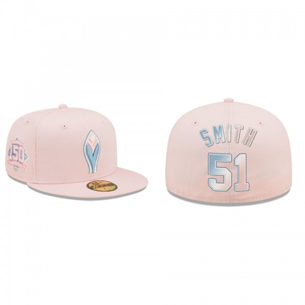 Will Smith Atlanta Braves Pink 150th Anniversary Undervisor 59FIFTY Fitted Hat