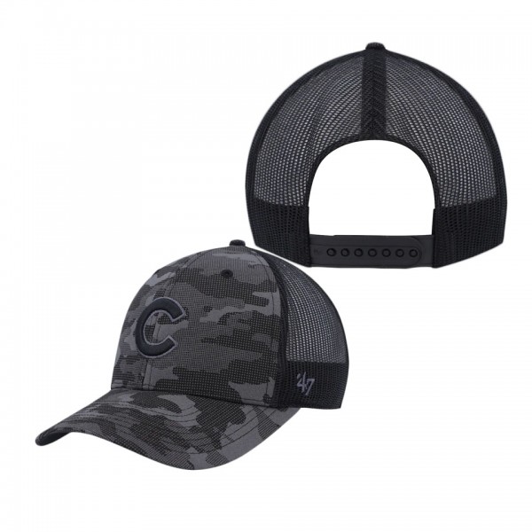 Men's Chicago Cubs Camo Charcoal Tonal Trucker Snapback Hat