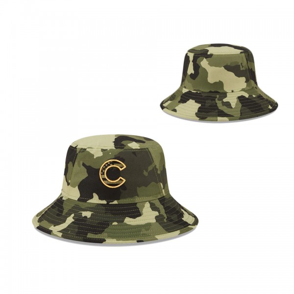 Men's Chicago Cubs New Era Camo 2022 Armed Forces Day Bucket Hat