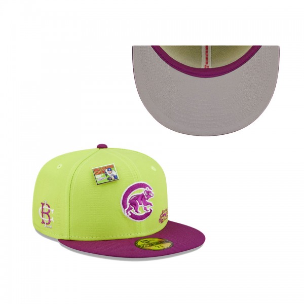 Men's Chicago Cubs New Era Green Purple MLB X Big League Chew Swingin' Sour Apple Flavor Pack 59FIFTY Fitted Hat