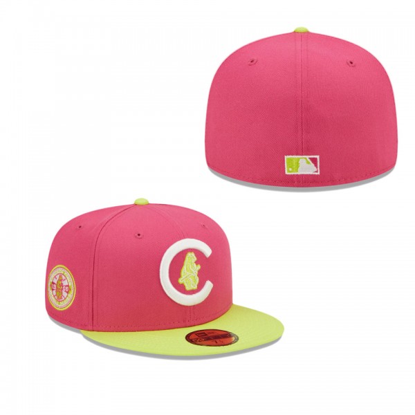 Chicago Cubs Pink 1908 World Series Champions Beetroot Cyber 59FIFTY Fitted Hat