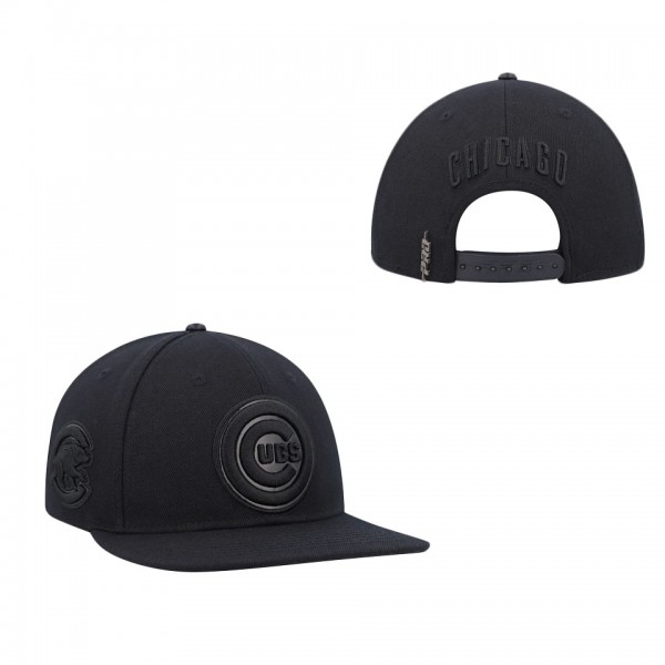 Men's Chicago Cubs Pro Standard Black Triple Black Wool Snapback Hat