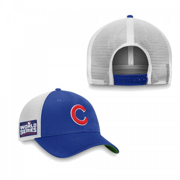Chicago Cubs Royal 2016 World Series Patch Team Trucker Snapback Hat