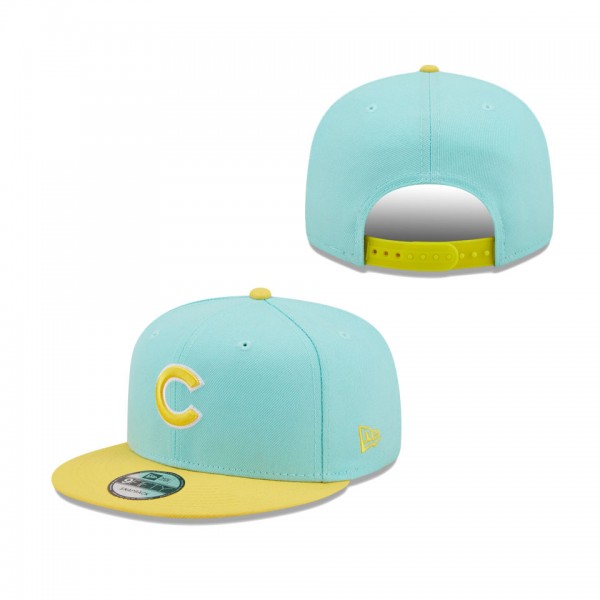 Chicago Cubs New Era Spring Two-Tone 9FIFTY Snapback Hat Turquoise Yellow