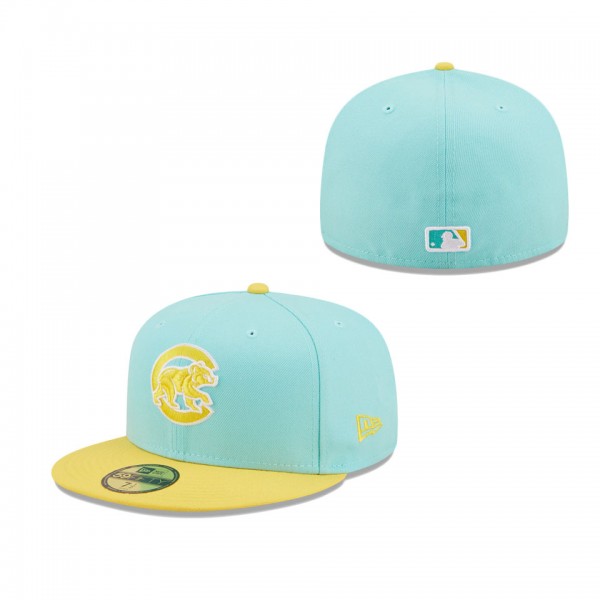 Men's Chicago Cubs New Era Turquoise Yellow Spring Color Pack Two-Tone 59FIFTY Fitted Hat
