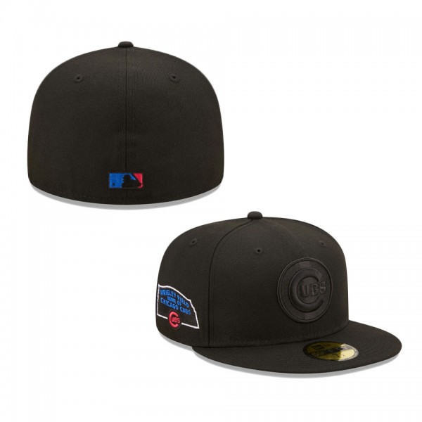 Chicago Cubs New Era Wrigley Field Splatter 59FIFTY Fitted Hat Black