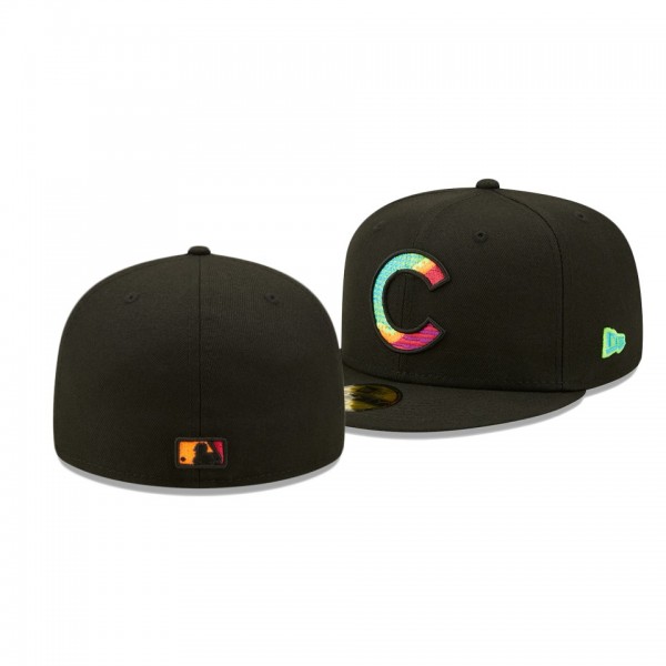 Chicago Cubs Neon Fill Black 59FIFTY Fitted Hat