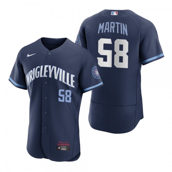 Men's Chicago Cubs Chris Martin Navy City Connect Authentic Jersey