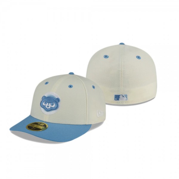 Chicago Cubs White Chrome Sky Low Profile Fitted Hat