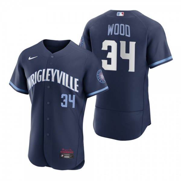 Men's Chicago Cubs Kerry Wood Navy 2021 City Connect Authentic Jersey