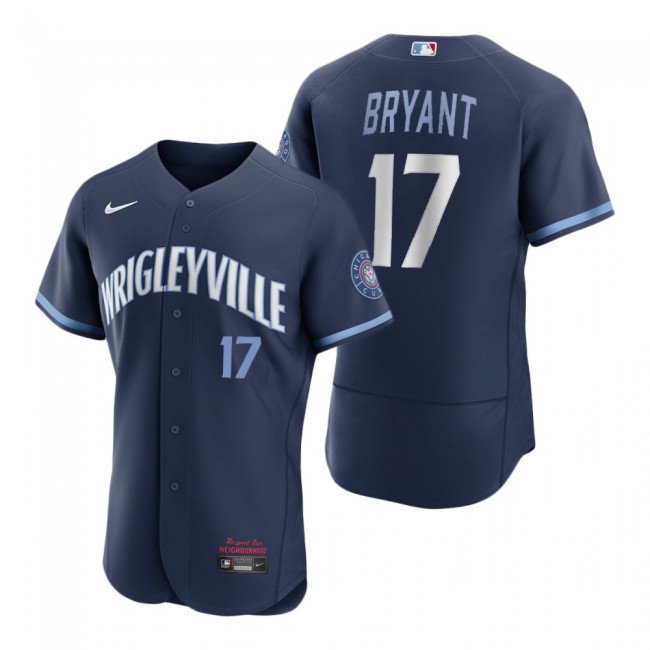 Men's Chicago Cubs Kris Bryant Navy 2021 City Connect Authentic Jersey