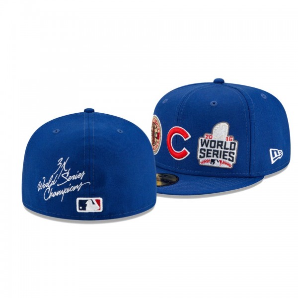 Chicago Cubs 3x World Series Champions Royal 59FIFTY Fitted Hat
