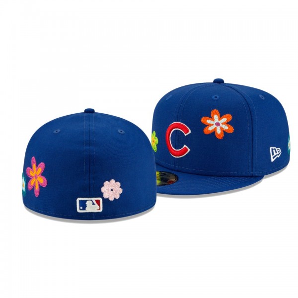 Chicago Cubs Chain Stitch Floral Royal 59FITY Fitted Hat