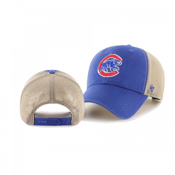 Chicago Cubs Logo Flagship Washed MVP Royal Natural Trucker Snapback Hat