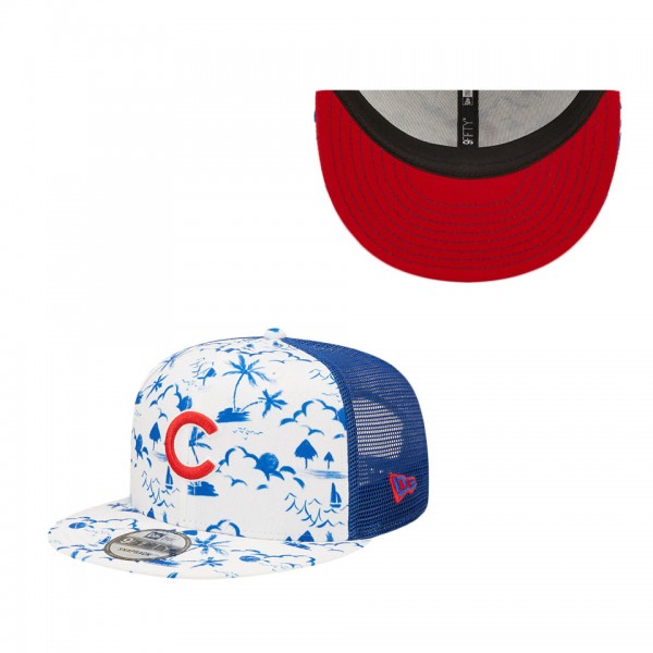 Cubs White Royal Vacay Trucker 9FIFTY Snapback Hat