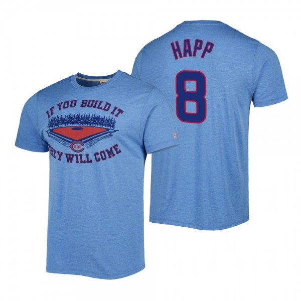Chicago Cubs Ian Happ Royal 2022 Field Of Dreams Tri-Blend T-Shirt