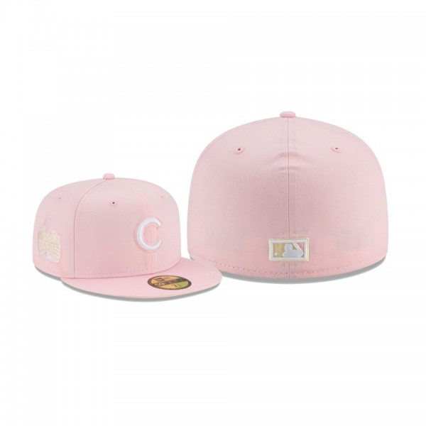 Men's Chicago Cubs Light Yellow Under Visor Pink 59FIFTY Fitted Hat