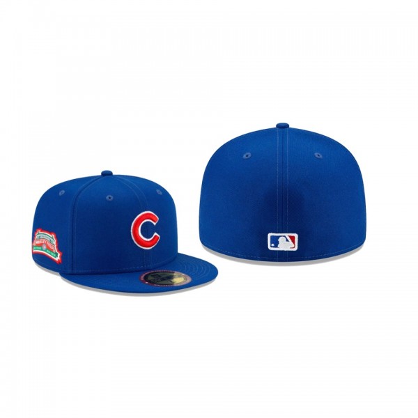 Men's Chicago Cubs 100th Anniversary Patch Royal 59FIFTY Fitted Wrigley Field Hat