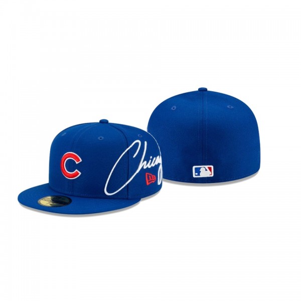 Men's Chicago Cubs Cursive Royal 59FIFTY Fitted Hat