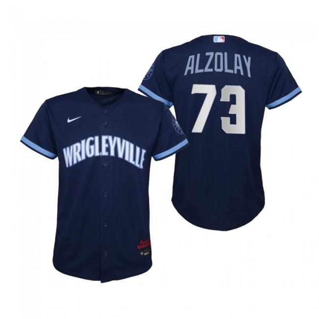 Youth Chicago Cubs Adbert Alzolay Nike Navy 2021 City Connect Replica Jersey