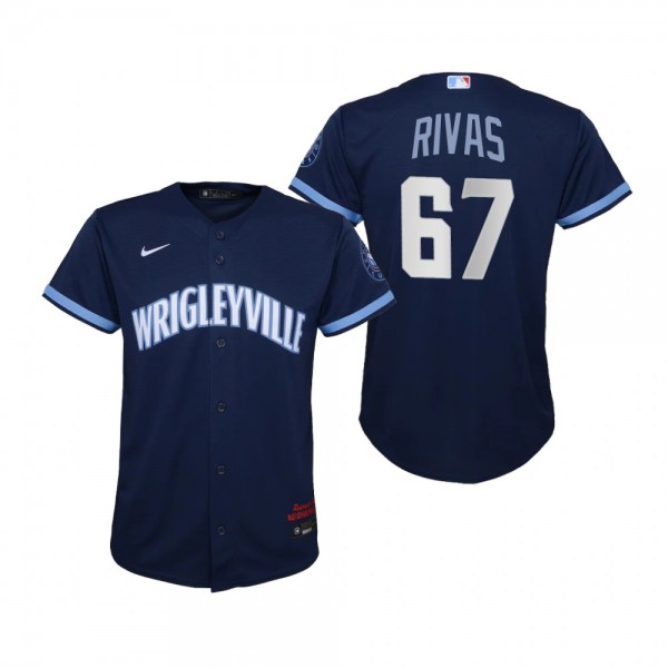Youth Chicago Cubs Alfonso Rivas Nike Navy 2021 City Connect Replica Jersey