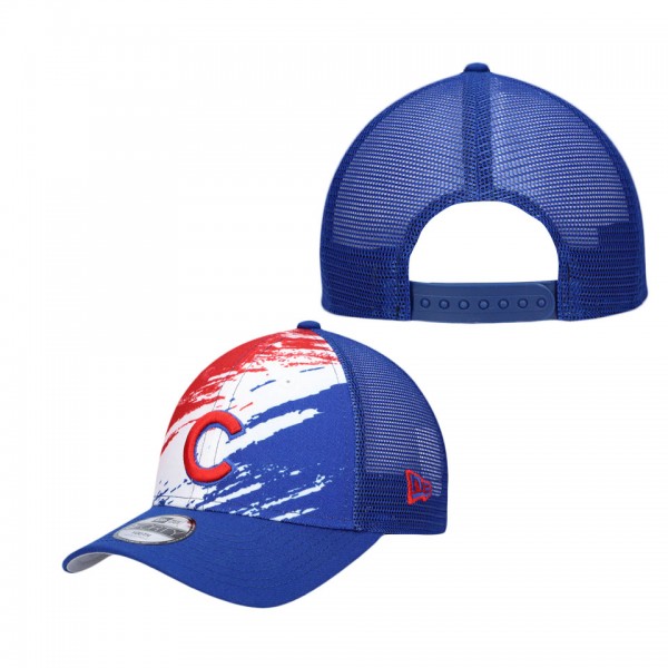 Youth Chicago Cubs Royal Marble 9FORTY Trucker Snapback Hat