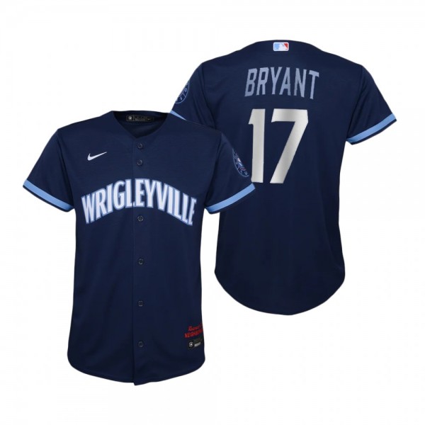 Youth Chicago Cubs Kris Bryant Nike Navy 2021 City Connect Replica Jersey
