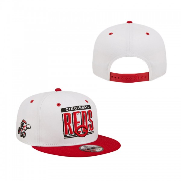 Cincinnati Reds New Era Retro Title 9FIFTY Snapback Hat White Red