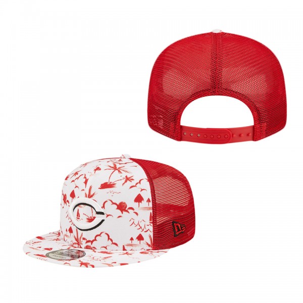 Cincinnati Reds White Red Vacay Trucker 9FIFTY Snapback Hat