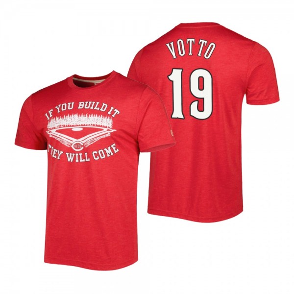 Cincinnati Reds Joey Votto Red 2022 Field Of Dreams Tri-Blend T-Shirt