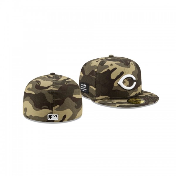 Men's Cincinnati Reds 2021 Armed Forces Day Camo On-Field 59FIFTY Fitted Hat