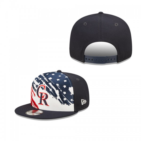 Colorado Rockies Navy 2022 4th Of July Stars Stripes 9FIFTY Snapback Adjustable Hat
