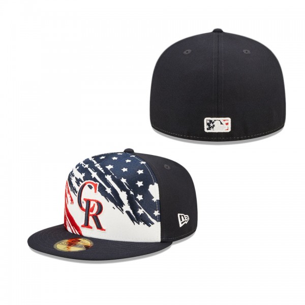 Colorado Rockies Navy 2022 4th Of July Stars Stripes On-Field 59FIFTY Fitted Hat