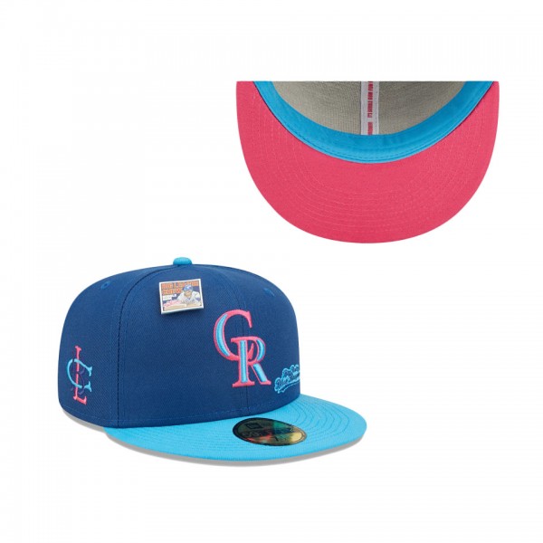 Men's Colorado Rockies New Era Blue Light Blue MLB X Big League Chew Big Rally Blue Raspberry Flavor Pack 59FIFTY Fitted Hat