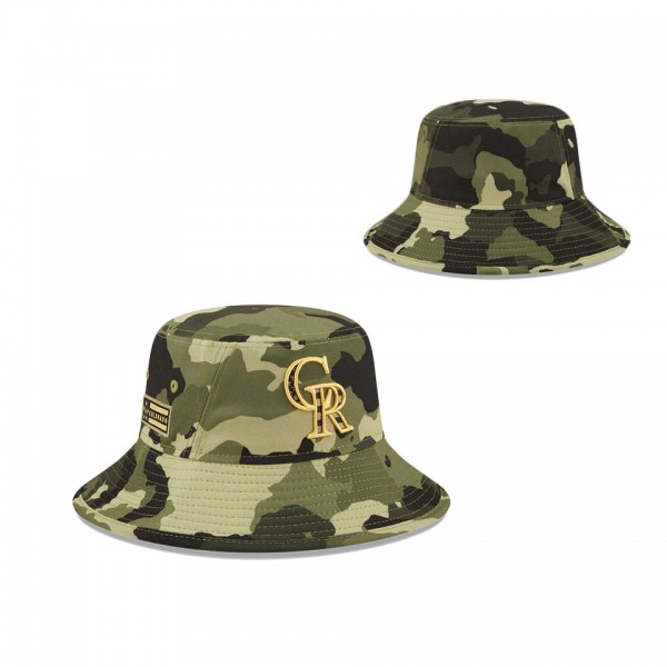 Men's Colorado Rockies New Era Camo 2022 Armed Forces Day Bucket Hat