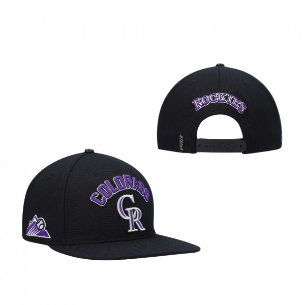 Men's Colorado Rockies Pro Standard Black Stacked Logo Snapback Hat