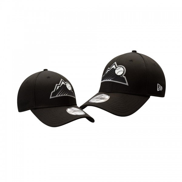 Men's Rockies Clubhouse Black Team 39THIRTY Flex Hat