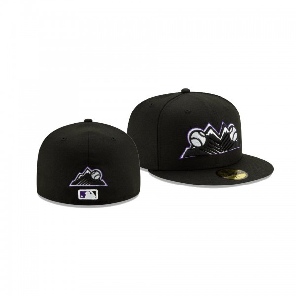 Men's Rockies Team Disturbance Mirrored Black 59FIFTY Fitted New Era Hat
