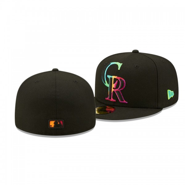 Colorado Rockies Neon Fill Black 59FIFTY Fitted Hat