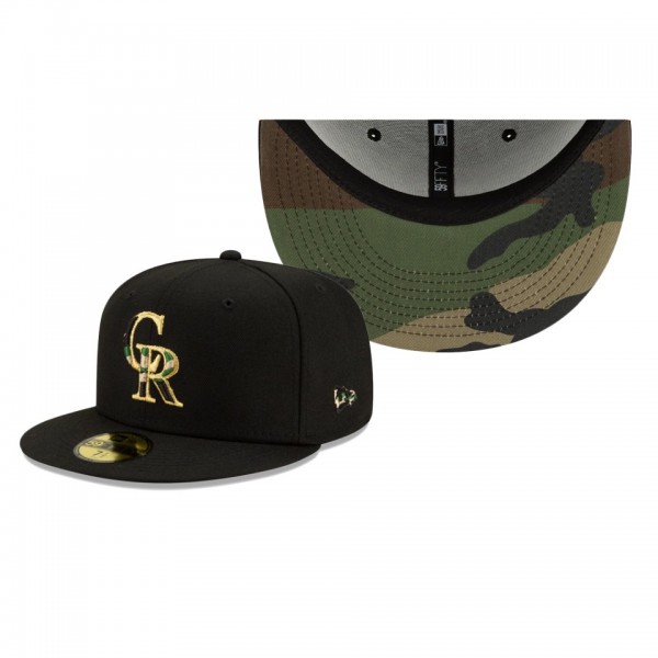 Men's Rockies Pop Camo Undervisor Black 59FIFTY Fitted Hat