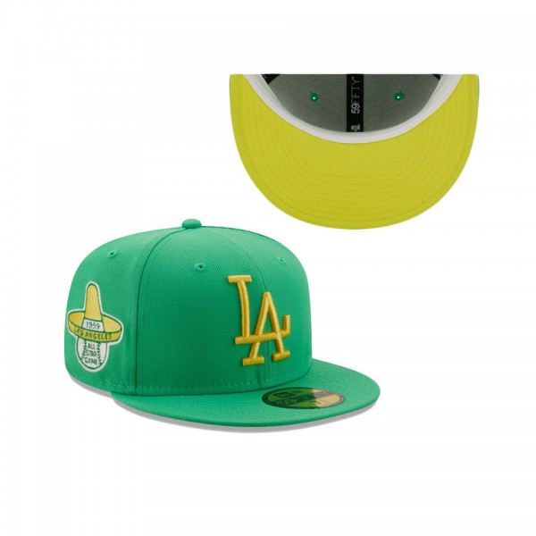 Dodgers 1959 MLB All-Star Game Side Patch Yellow Undervisor Fitted Cap Kelly Green