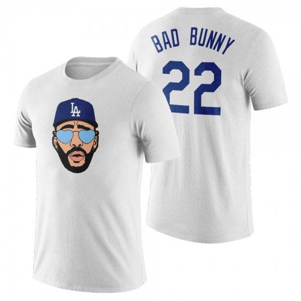 Los Angeles Dodgers Bad Bunny White 2022 MLB All-Star Celebrity Softball Game T-Shirt