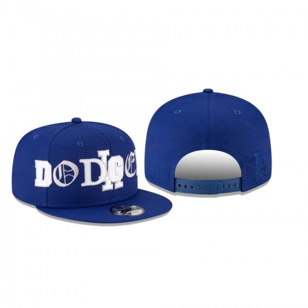 Men's Los Angeles Dodgers Mixed Font Blue 9FIFTY Snapback Hat