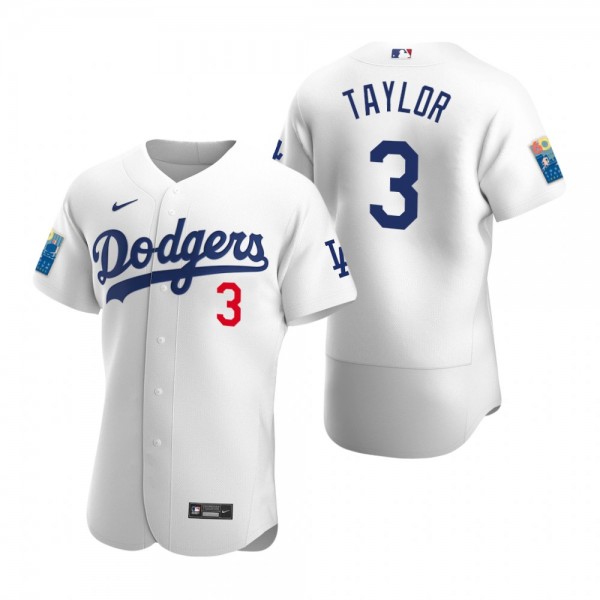 Los Angeles Dodgers Chris Taylor Authentic White Dodger Stadium 60th Anniversary Jersey