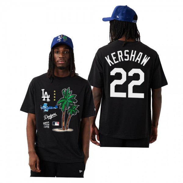 Los Angeles Dodgers Clayton Kershaw Black City Oversize T-Shirt