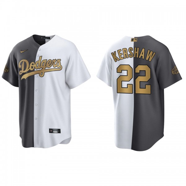 Clayton Kershaw Dodgers White Charcoal 2022 MLB All-Star Game Split Jersey