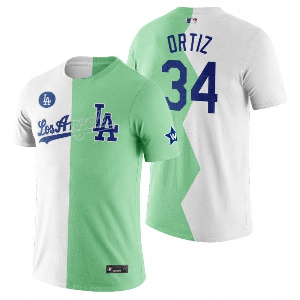 Los Angeles Dodgers David Ortiz White Green 2022 Celebrity Softball Game Split T-Shirt